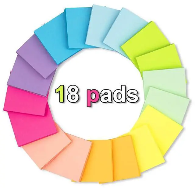 Alt view image 2 of 7 - (18 Pack) Pop Up Sticky Notes Refill,3x3 in Popup Notepads,Accordion Stickies Super Sticking Power,Office School Memo Note Pads Bright Colors,Post on Windows Doors,Recyclable,Easy to Write on