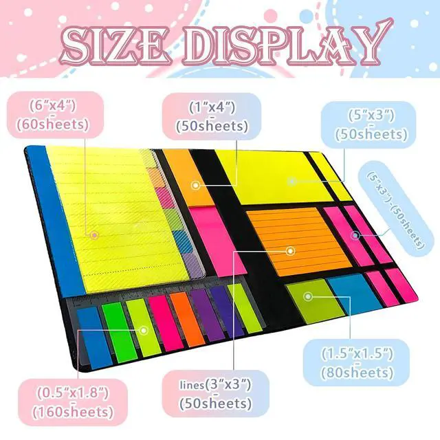 Alt view image 2 of 7 - Sticky Notes Set 710 Pack, Divider Sticky Notes Tabs, Office Supplies, Planner Sticky Note Dividers Tabs, Book Notes, Back to School Supplies (710pcs)