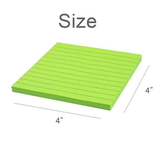 Alt view image 2 of 6 - (12 Pads) Lined Sticky Notes 4x4 in, 6 Bright Colors Self-Stick Note Pads, Strong Adhesive, 47 Sheets/Pad