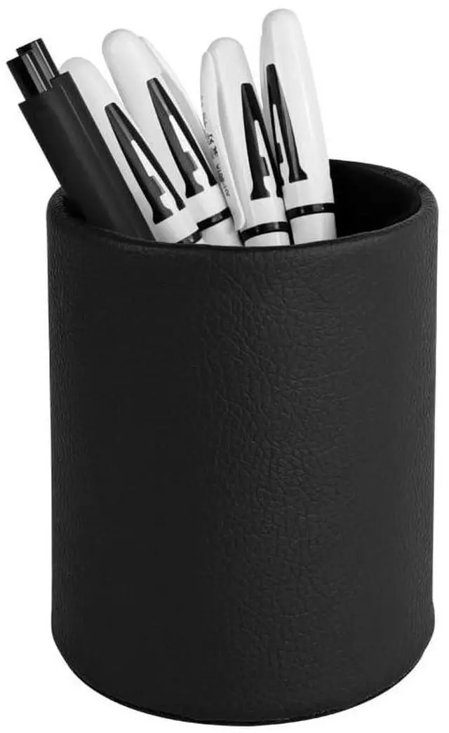 Main image of Black Pen Holder, Leather Pencil Holder, Simple pen cup, Elegant pen holder for desk, Desktop pencil cup, Stationery Organizer for Office School Home Dorm (Black)