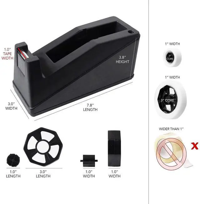 Alt view image 2 of 2 - Desktop Heavy Duty Premium Tape Dispenser 1" CORE Replacement, 3 pcs
