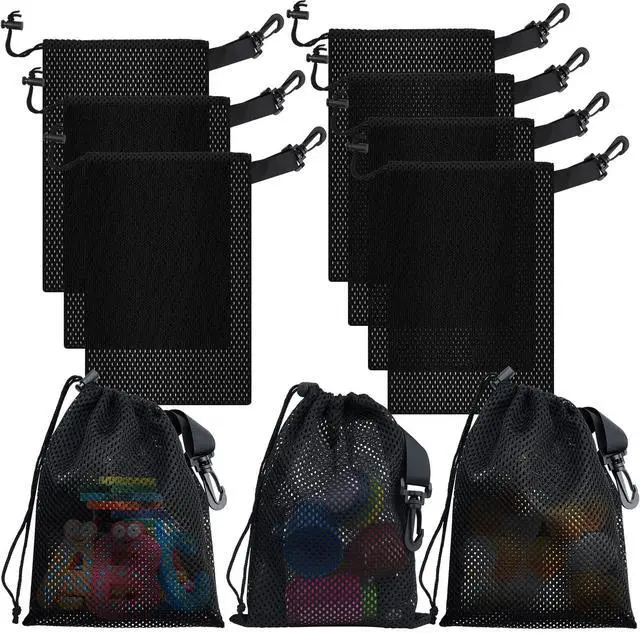 Main image of 10 PCS With Clips Mesh Drawstring Bags, Portable Nylon Storage Bags for toy,Sports Storage,Outdoor activities etc. (5.9x7.9in)