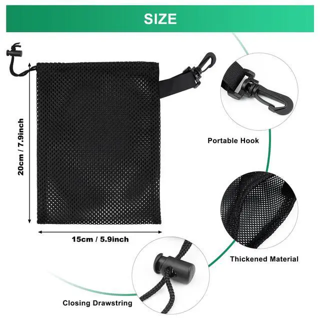 Alt view image 2 of 7 - 10 PCS With Clips Mesh Drawstring Bags, Portable Nylon Storage Bags for toy,Sports Storage,Outdoor activities etc. (5.9x7.9in)
