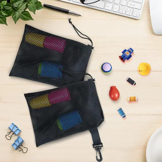 Alt view image 5 of 7 - 10 PCS With Clips Mesh Drawstring Bags, Portable Nylon Storage Bags for toy,Sports Storage,Outdoor activities etc. (5.9x7.9in)
