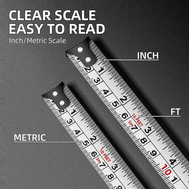 Alt view image 6 of 7 - Tape Measure 10FT/3M, Compact Small Measuring Tape, Black and White Faceted Ruler Tape, Easy-to-Read Metric/Inch Measurements for Home, Office & DIY Crafts Use(10Ft)