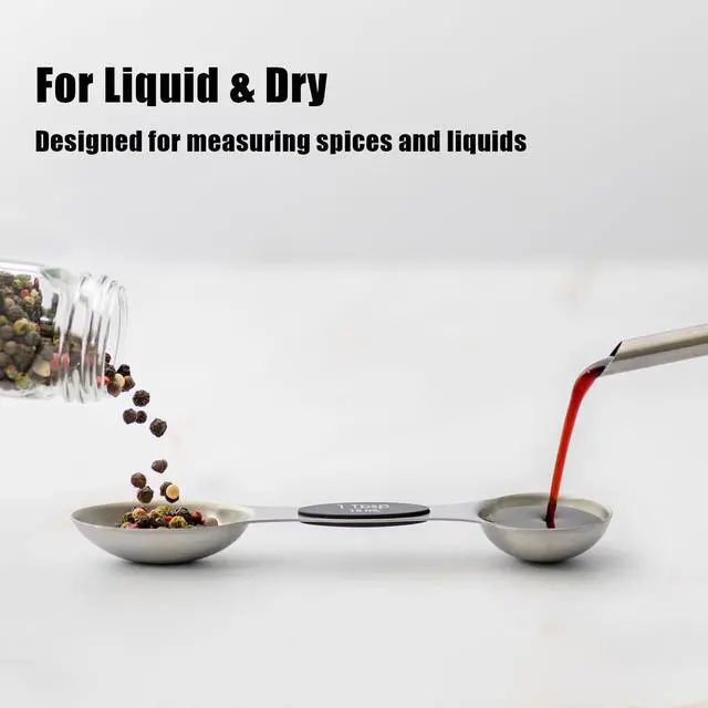 Alt view image 5 of 7 - 8-Piece Measuring Magnetic Spoons Set with Leveler - Stainless Steel for Measuring Dry and Liquid Ingredients, Double Ended, Stackable & Nested Fits in Kitchen Spice Jars for Baking & Cooking