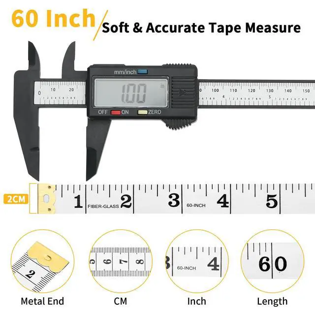 Alt view image 3 of 6 - 6 Packs Soft Tape Measure Body Measuring Tape Weight Loss, Wider Dual Scale 60 Inch Measuring Tape for Body Measurements Fabric Sewing Cloth Waist Tailor Craft, White