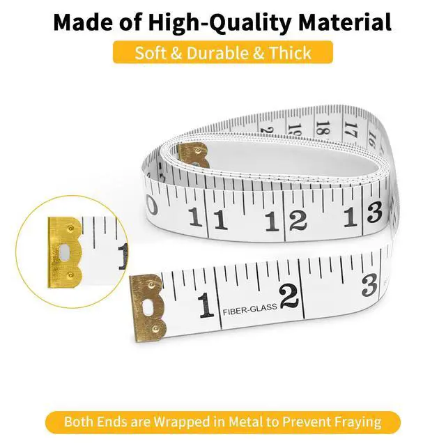 Alt view image 4 of 6 - 6 Packs Soft Tape Measure Body Measuring Tape Weight Loss, Wider Dual Scale 60 Inch Measuring Tape for Body Measurements Fabric Sewing Cloth Waist Tailor Craft, White