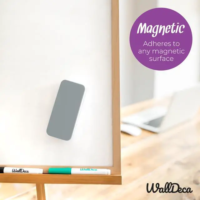 Alt view image 4 of 6 - Dry Eraser, Felt Bottom Surface Whiteboard Cleaner, Dry Wipe Board Eraser, Magnetic Tool for Dry Erase Board, Works on All Whiteboard Surfaces, Glass Board and Presentation Surfaces (Grey)