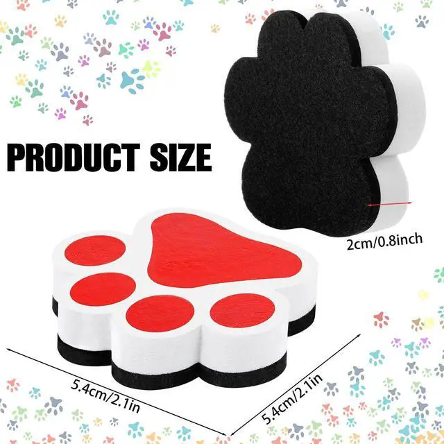 Alt view image 2 of 7 - 12 Pack Magnetic Whiteboard Eraser Paw Shaped Dry Erase Eraser White Board Magnet Assorted Dry Erasers Chalkboard Cleansers for Classroom Home and Office, 4 Colors