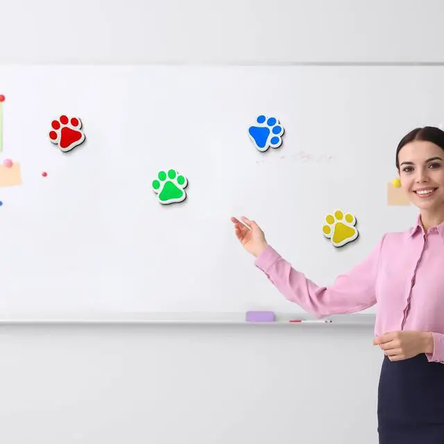 Alt view image 7 of 7 - 12 Pack Magnetic Whiteboard Eraser Paw Shaped Dry Erase Eraser White Board Magnet Assorted Dry Erasers Chalkboard Cleansers for Classroom Home and Office, 4 Colors