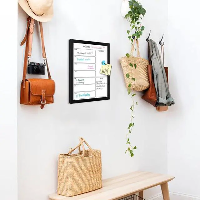 Alt view image 4 of 5 - Weekly Dry Erase Whiteboard Calendar, 15.7"x11.8" Magnetic Surface Memo Board, Minimal Design Weekly Planner for Wall, Black Wood Frame Dry Erase Board for Office School Home(ZLBB-S-BK-2636)