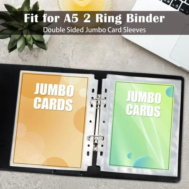 Alt view image 2 of 7 - 50 Pack Jumbo Card Sleeves for A5 3/6 Ring Binders, 5.7" x 7.9" Ultra-Clear Top-Loading Sheets, Double-Sided Design with 100 Pockets, Oversized Card Protectors