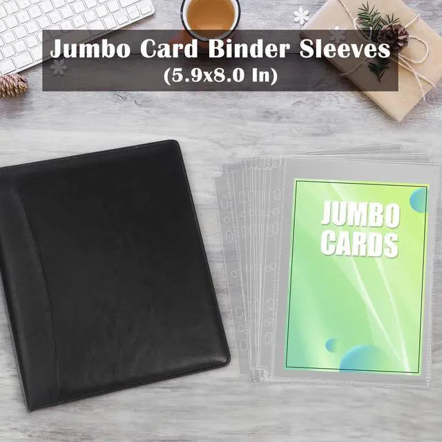 Alt view image 7 of 7 - 50 Pack Jumbo Card Sleeves for A5 3/6 Ring Binders, 5.7" x 7.9" Ultra-Clear Top-Loading Sheets, Double-Sided Design with 100 Pockets, Oversized Card Protectors