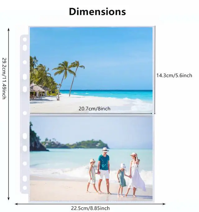 Alt view image 3 of 7 - 50 Pack Photo Sleeves Holds 200 5"x7" Photos, Clear Photo Page Protector for 3 Ring Binder, Double-Sided Photo Album Refill Pages Photo Pockets Photo Sleeves Binder Sheets