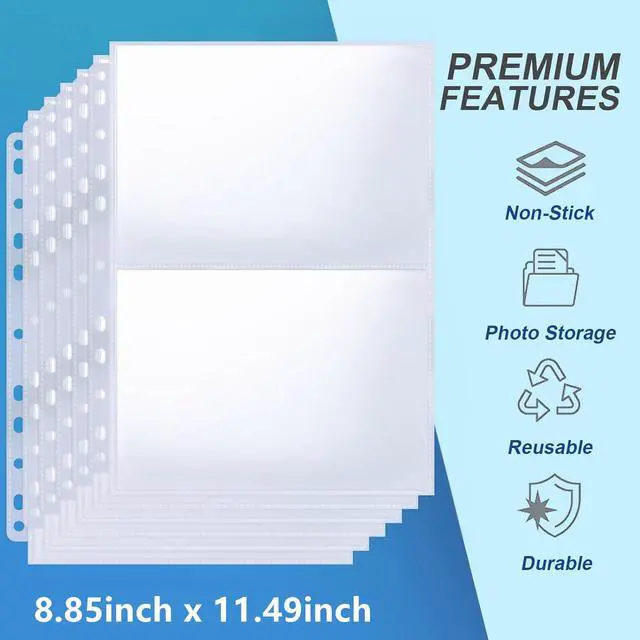 Alt view image 5 of 7 - 50 Pack Photo Sleeves Holds 200 5"x7" Photos, Clear Photo Page Protector for 3 Ring Binder, Double-Sided Photo Album Refill Pages Photo Pockets Photo Sleeves Binder Sheets