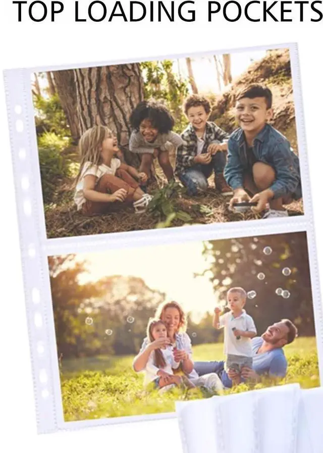 Alt view image 6 of 7 - 50 Pack Photo Sleeves Holds 200 5"x7" Photos, Clear Photo Page Protector for 3 Ring Binder, Double-Sided Photo Album Refill Pages Photo Pockets Photo Sleeves Binder Sheets
