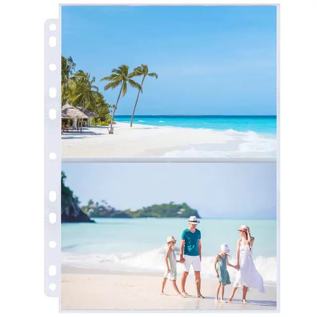 Alt view image 7 of 7 - 50 Pack Photo Sleeves Holds 200 5"x7" Photos, Clear Photo Page Protector for 3 Ring Binder, Double-Sided Photo Album Refill Pages Photo Pockets Photo Sleeves Binder Sheets