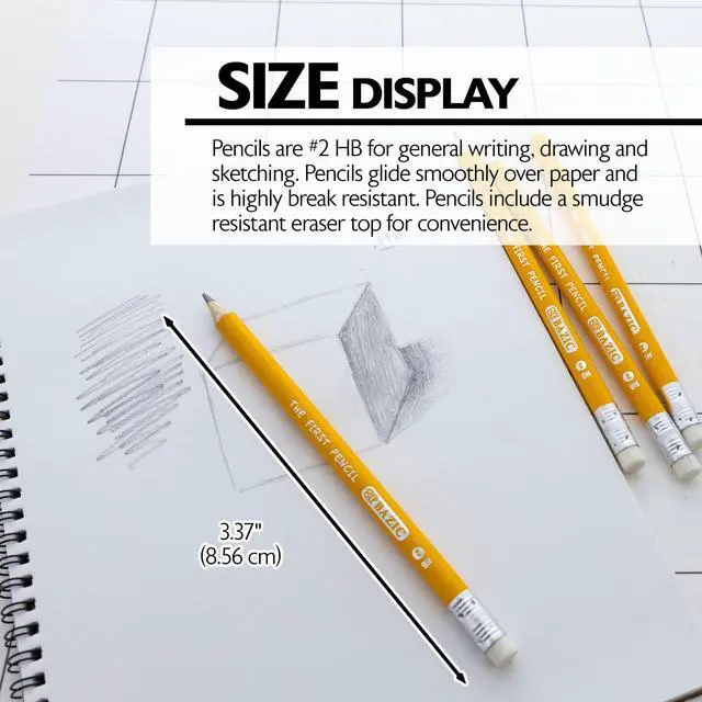 Alt view image 3 of 7 - Pre-Sharpened #2 HB Jumbo Pencils, Latex Free Eraser, Premium Wood Pre Sharpened Yellow Pencils for School Office (4/Pack), 1-Pack