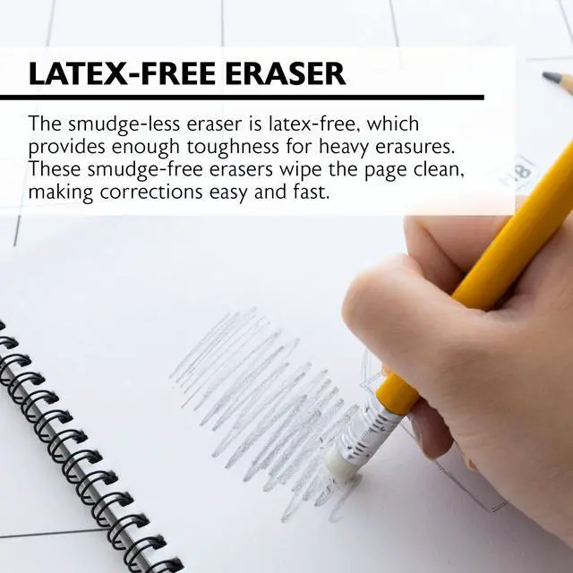 Alt view image 6 of 7 - Pre-Sharpened #2 HB Jumbo Pencils, Latex Free Eraser, Premium Wood Pre Sharpened Yellow Pencils for School Office (4/Pack), 1-Pack