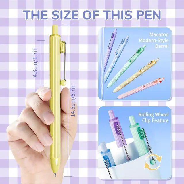 Alt view image 2 of 5 - 5-Pack Gel Pens, 0.5mm Fine Point Black Ink Retractable Pens with Diamond Barrel, Smooth Quick-Dry Writing Pens for Journaling, Note-Taking, Office & School Supplies (5-Pack Z5 Macaron)