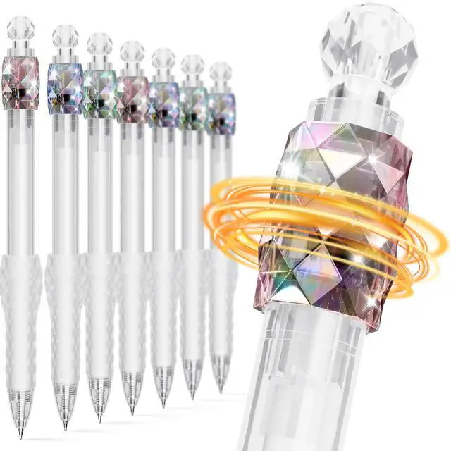 Main image of 8 Pack Gel Pens - 0.7mm Fidget Rotating Black Ink, No Smudge