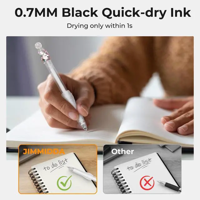 Alt view image 4 of 7 - 8 Pack Gel Pens - 0.7mm Fidget Rotating Black Ink, No Smudge