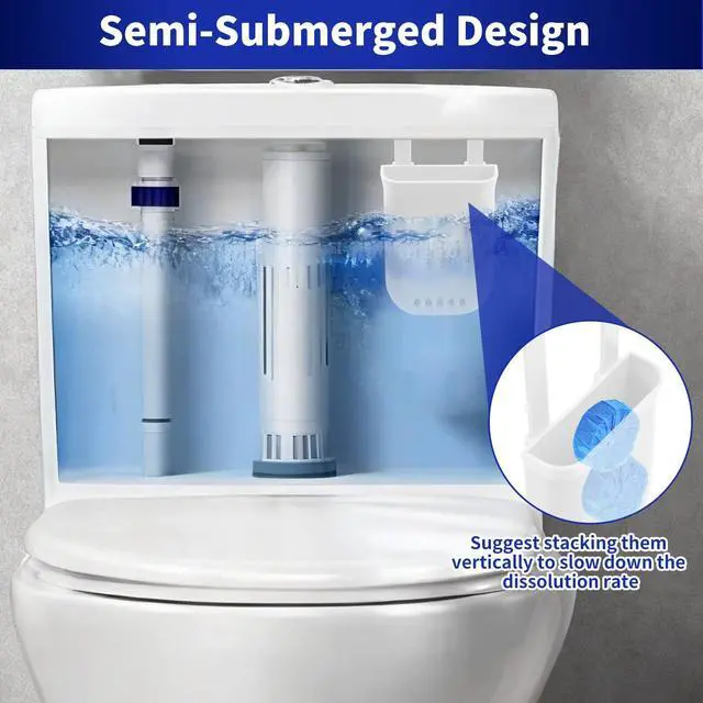 Alt view image 6 of 7 - Controlled Release Toilet Bowl Cleaner Tablets Holder, Universal Toilet Tank Cleaner Dispenser with Adjustable Hooks, Hanging Bleach Tablet Bracket for Long-Lasting Cleaning, Prevents Tank Buildup