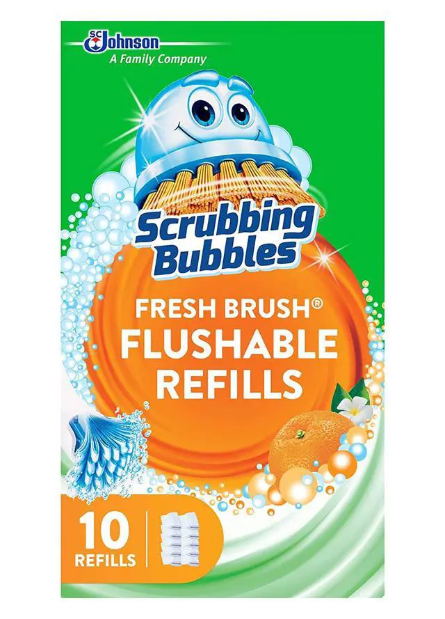 Alt view image 2 of 7 - Fresh Brush Flushable Refill Pads for Toilet Cleaning System, Citrus Action Scent, Toilet & Toilet Bowl Cleaner, 10 CT Refill Pads/Pack (Pack of 1)