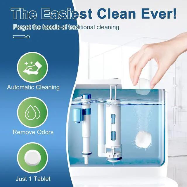 Alt view image 4 of 6 - Toilet Bowl Cleaner Tablets with Bleach 12 PACK Powerful Formula to Eliminate Limescale & Rust