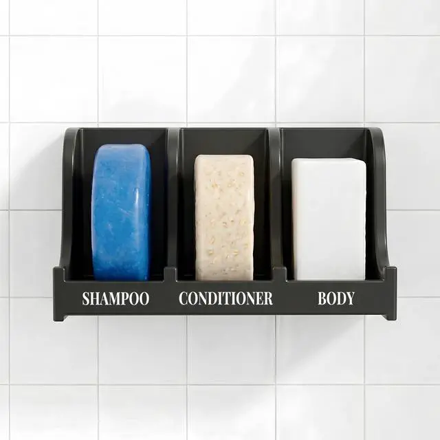 Main image of Soap Holder for Shower Wall, 3-Compartment Soap Dish for Shampoo, Conditioner and Body Soap, Fast Draining & Rust-Proof & Heavy Duty, Ultra-Strong Adhesive for Long-Term Bathroom Use & Freestanding