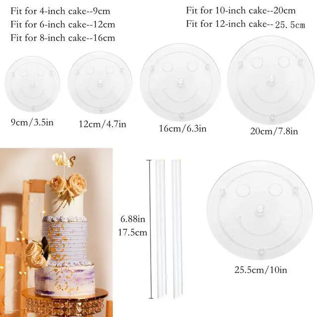 Alt view image 3 of 7 - 20Pcs Cake Dowel Rods Set 15pcs Cake Tier Supports Rods, 5pcs Cake Separator Plates for 4/6/8/10/12Inch Tiered Cake Stacking Birthday Wedding