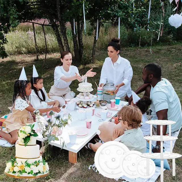 Alt view image 6 of 7 - 20Pcs Cake Dowel Rods Set 15pcs Cake Tier Supports Rods, 5pcs Cake Separator Plates for 4/6/8/10/12Inch Tiered Cake Stacking Birthday Wedding