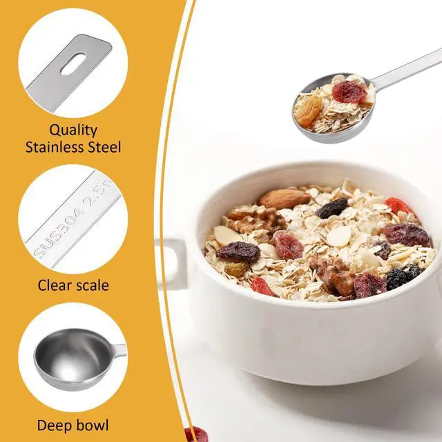 Alt view image 3 of 7 - 4Pcs Long Handle Measuring Spoons Set, 7 Inches Stainless Steel Measuring spoon Tablespoon Teaspoon Coffee Scoop for Cooking Baking