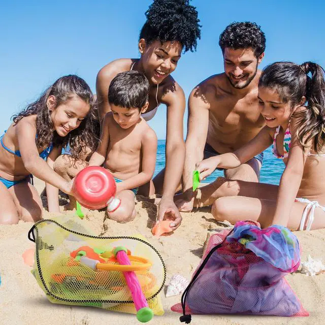 Alt view image 4 of 7 - 12 Pcs Mesh Bag Drawstring Mesh Laundry Bags, 13 x 15.5 Inch Nylon Drawstring Bag for Pool Beach Ball Toys Storage Bag for Collecting Travel Sports Gym (Multicolor)