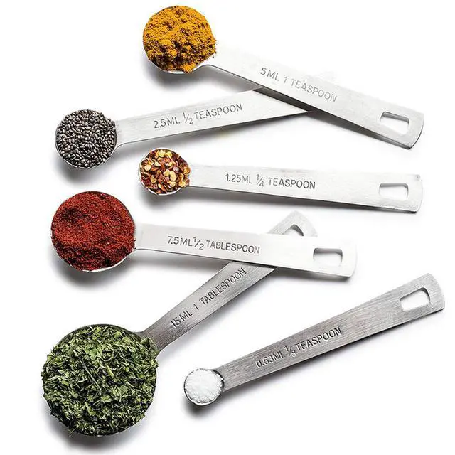 Alt view image 7 of 7 - 18/8 Stainless Steel Measuring Spoons with Ring Holder Bonus, Set of 6 Accurate Kitchen Tablespoon to 1/8 Metal Teaspoon Measuring Spoons