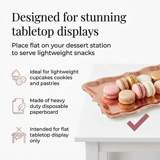 Alt view image 5 of 7 - Rose Gold Serving Trays 10 Pack Heavy Duty Disposable Paper Platters