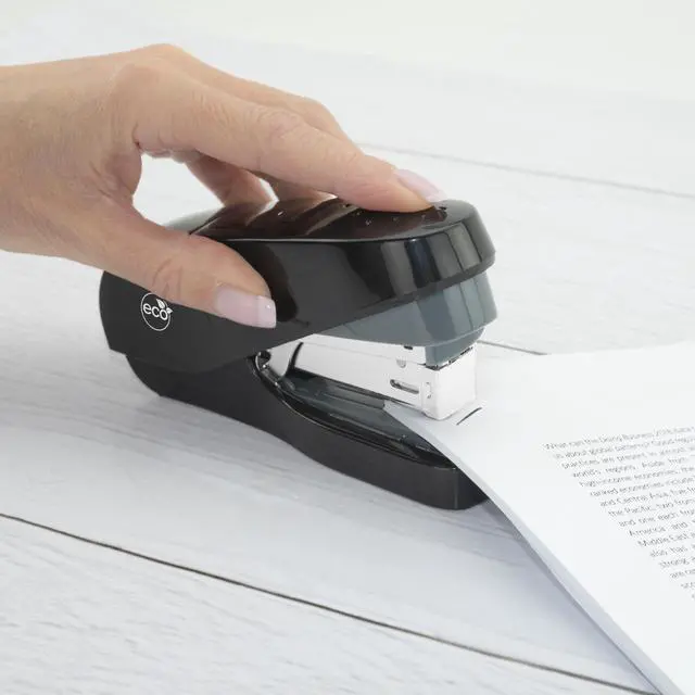 Alt view image 4 of 6 - 1688 ECO Flat Clinch Stapler with 2000 Staples Type 24/6mm High Capacity (1/4"), Less Effort, 35 Sheet Capacity, Non-Slip Desktop Stapler, Handle Grip, Top-Loading, Half-Strip, Black