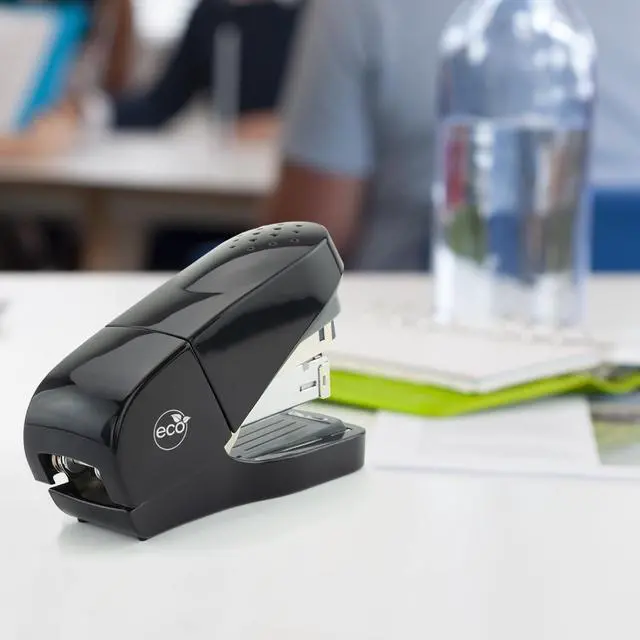 Alt view image 6 of 6 - 1688 ECO Flat Clinch Stapler with 2000 Staples Type 24/6mm High Capacity (1/4"), Less Effort, 35 Sheet Capacity, Non-Slip Desktop Stapler, Handle Grip, Top-Loading, Half-Strip, Black