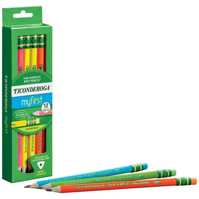 Alt view image 7 of 7 - My First Tri-Write Wood-Cased Pencils, Pre-Sharpened, 2 HB, With Erasers, Neon Colors, 12 Count