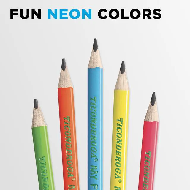Alt view image 4 of 7 - My First Tri-Write Wood-Cased Pencils, Pre-Sharpened, 2 HB, With Erasers, Neon Colors, 12 Count