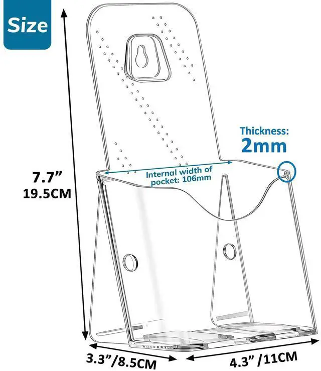 Alt view image 5 of 6 - Acrylic Brochure Holder 4x9 Inch, Clear Pamphlet Holder Display Stand for Trifold 4 Inch Flyers, Booklets, Table Signs, Plastic Rack Card Holder for Office, Home, Store, 2 Pack