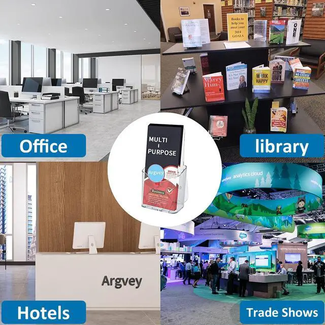 Alt view image 6 of 6 - Acrylic Brochure Holder 4x9 Inch, Clear Pamphlet Holder Display Stand for Trifold 4 Inch Flyers, Booklets, Table Signs, Plastic Rack Card Holder for Office, Home, Store, 2 Pack