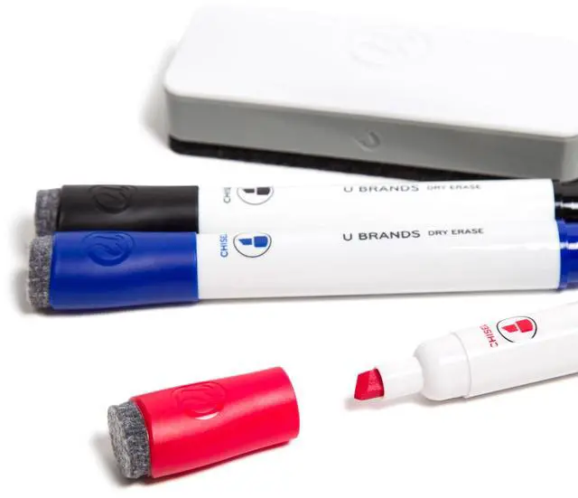 Alt view image 3 of 7 - Fine Tip Dry Erase Markers with Eraser Set of 5, Includes 3 Whiteboard Markers, 1 Eraser, and 1 Board Cleaner Spray