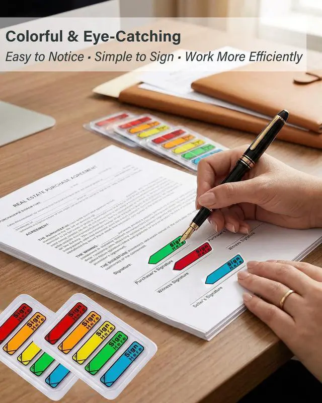Alt view image 5 of 7 - 1000 Pcs Sign Here Sticky Tabs, Notary Signature & Date Page Flags