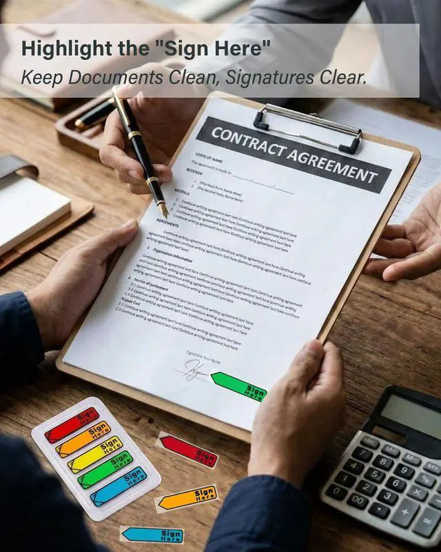 Alt view image 6 of 7 - 1000 Pcs Sign Here Sticky Tabs, Notary Signature & Date Page Flags