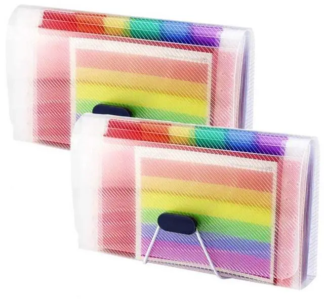 Main image of 2 Pack Expanding File Folder,A6 Mini Accordion File Organizer,13 Pockets Rainbow Receipt Organizer Wellet for Monthly Bills,Cards,Check Coupons,Vouchers,Receipt Tax Item or Changes,Coupon Organizer