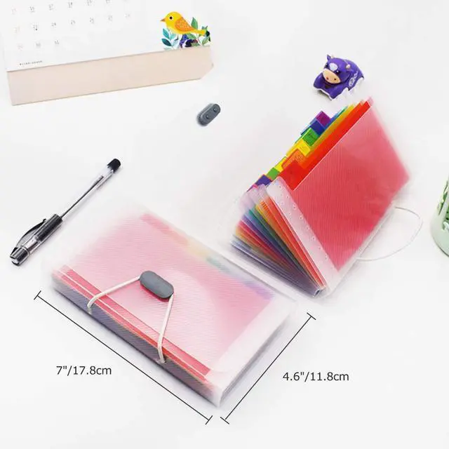 Alt view image 2 of 7 - 2 Pack Expanding File Folder,A6 Mini Accordion File Organizer,13 Pockets Rainbow Receipt Organizer Wellet for Monthly Bills,Cards,Check Coupons,Vouchers,Receipt Tax Item or Changes,Coupon Organizer