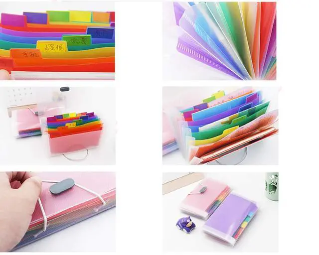 Alt view image 4 of 7 - 2 Pack Expanding File Folder,A6 Mini Accordion File Organizer,13 Pockets Rainbow Receipt Organizer Wellet for Monthly Bills,Cards,Check Coupons,Vouchers,Receipt Tax Item or Changes,Coupon Organizer