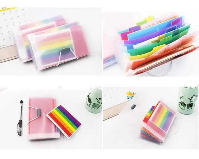 Alt view image 5 of 7 - 2 Pack Expanding File Folder,A6 Mini Accordion File Organizer,13 Pockets Rainbow Receipt Organizer Wellet for Monthly Bills,Cards,Check Coupons,Vouchers,Receipt Tax Item or Changes,Coupon Organizer
